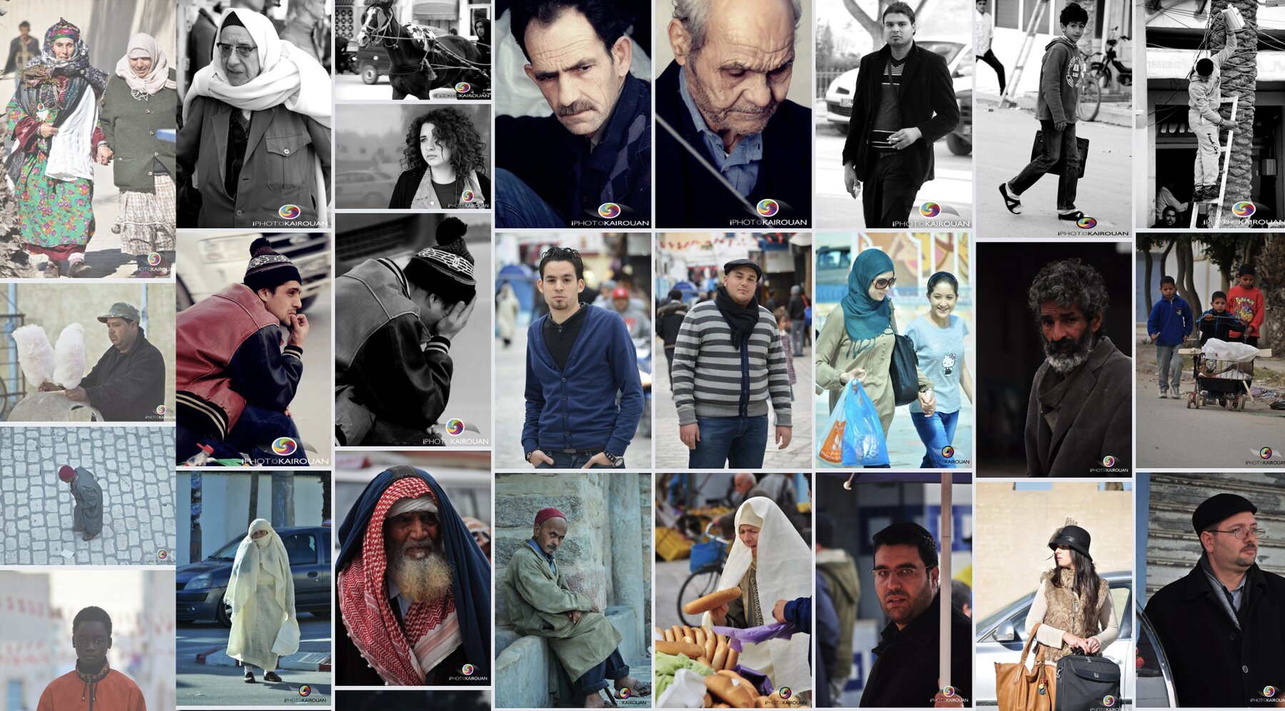Grid of the street portraits captured across Kairouan