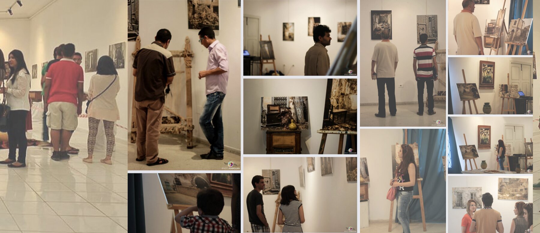 Visitors moving through the Stones and Memories exhibition